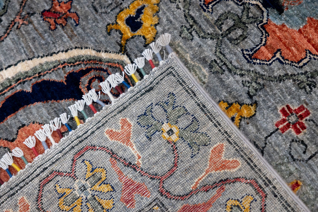 Grey Afghan Chobi Wool Rug 199cm x 149cm