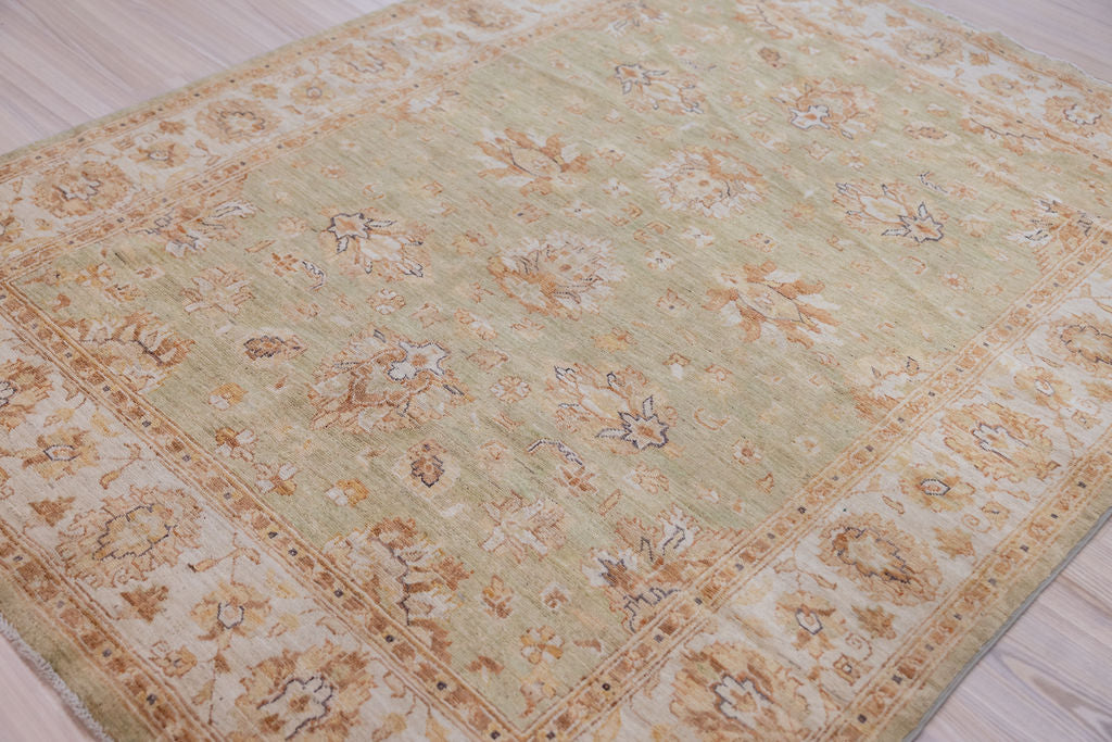 Muted Green Afghan Chobi Wool Rug 190cm x 150cm