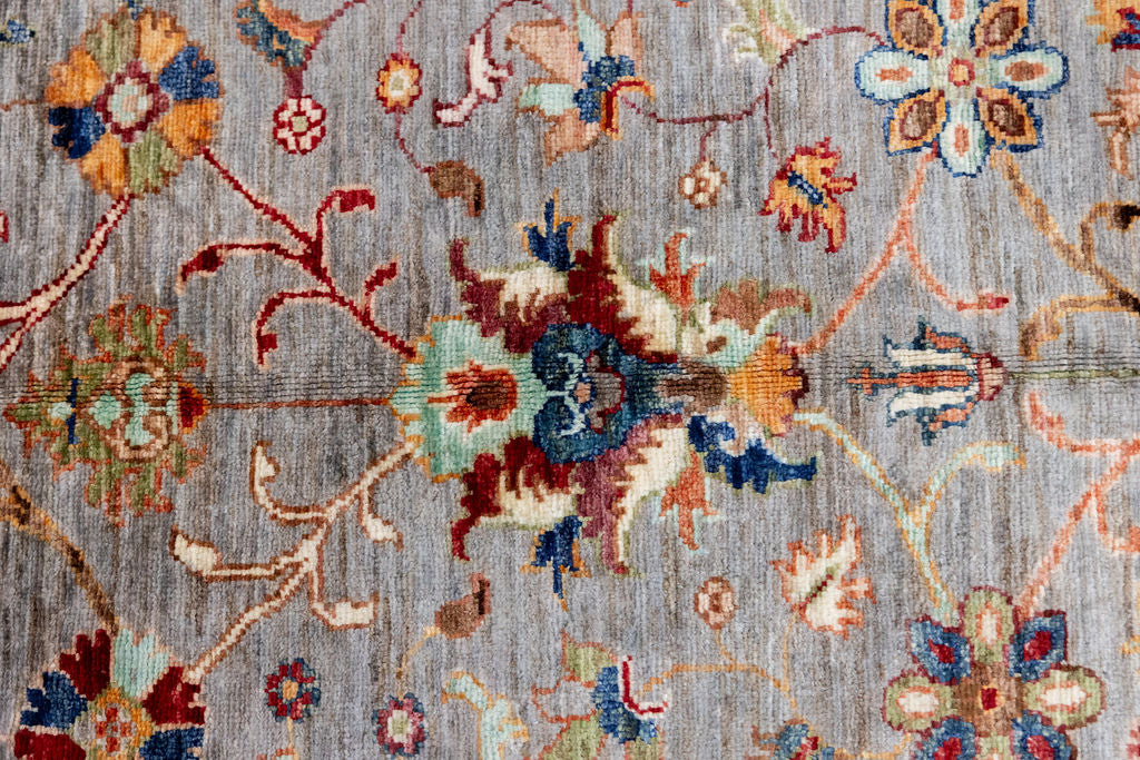 Grey Afghan Sultani Chobi Wool Runner 305cm x 81cm