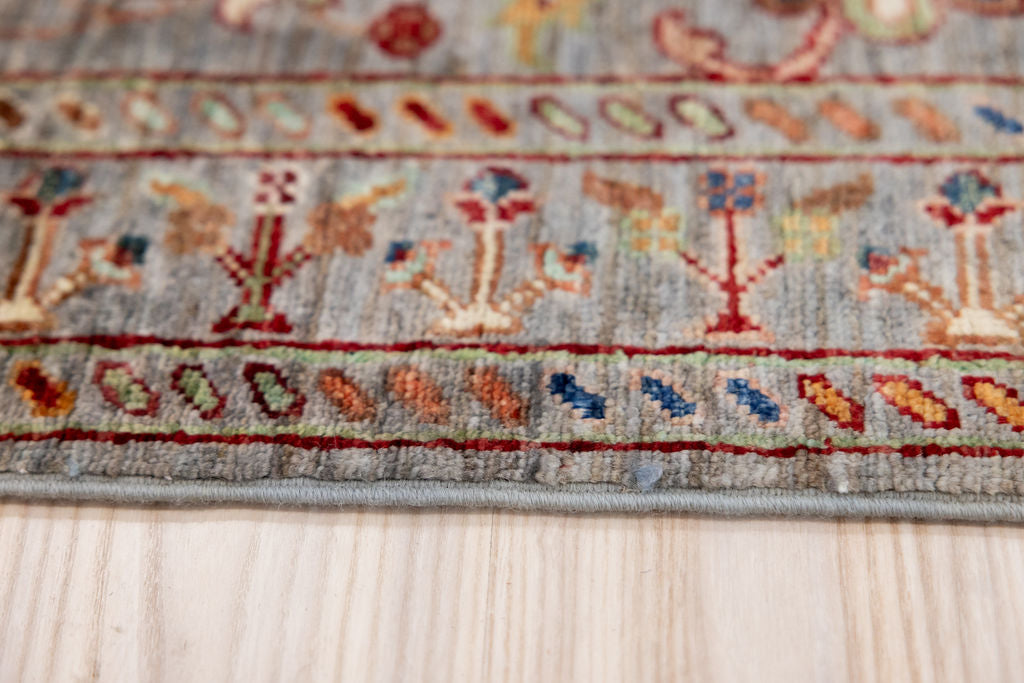 Grey Afghan Sultani Chobi Wool Runner 305cm x 81cm