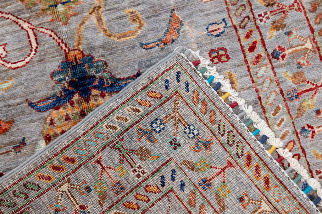 Grey Afghan Sultani Chobi Wool Runner 305cm x 81cm