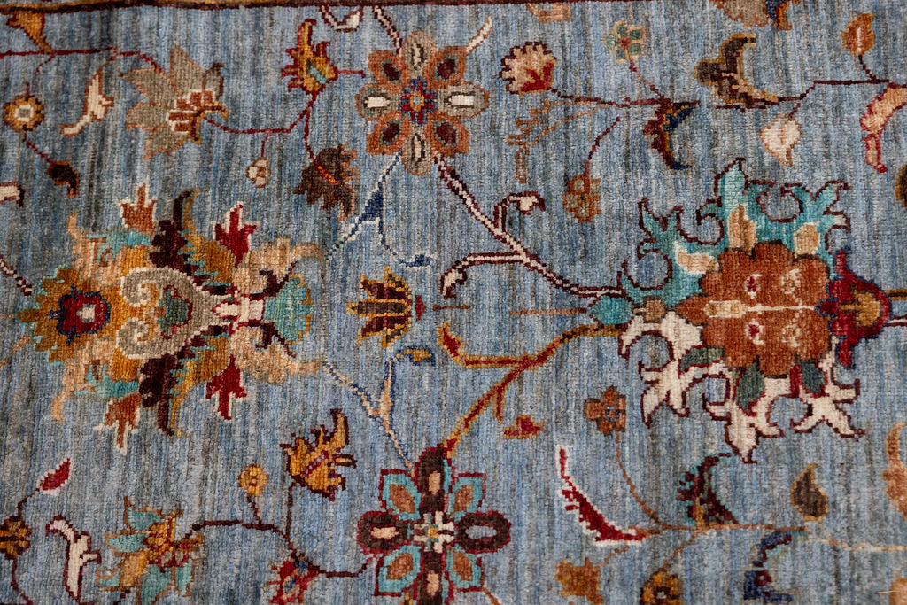Ice Blue Afghan Sultani Chobi Wool Runner 286cm x 80cm