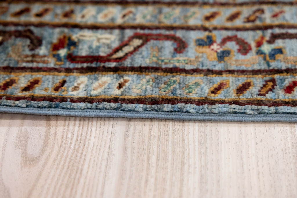 Ice Blue Afghan Sultani Chobi Wool Runner 286cm x 80cm