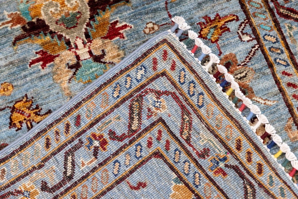 Ice Blue Afghan Sultani Chobi Wool Runner 286cm x 80cm