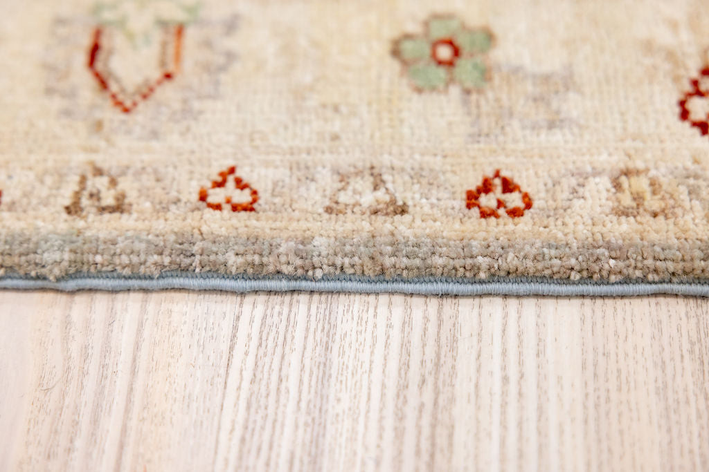 Muted Grey Afghan Chobi Wool Runner 387cm x 90cm