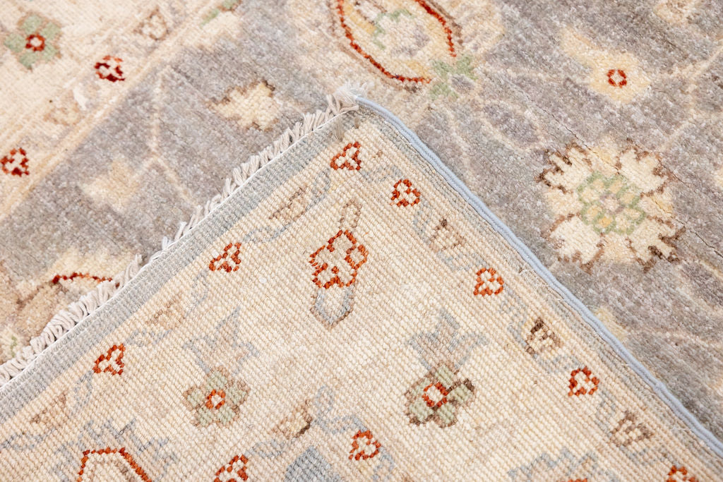 Muted Grey Afghan Chobi Wool Runner 387cm x 90cm