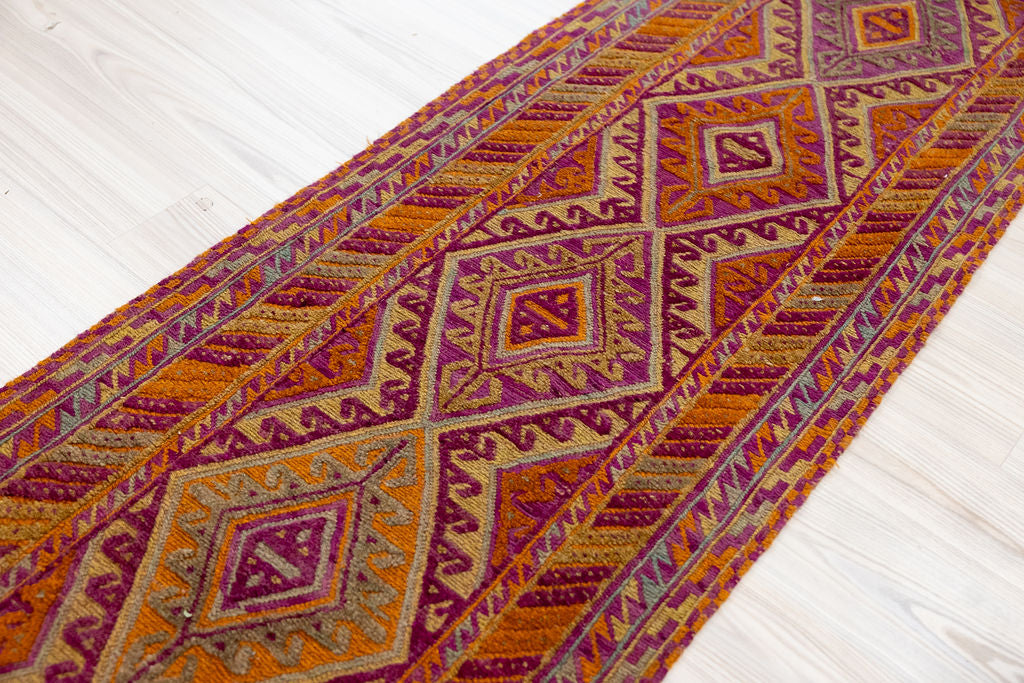 Multicolour Persian Meshwani Wool Runner 380cm x 81cm