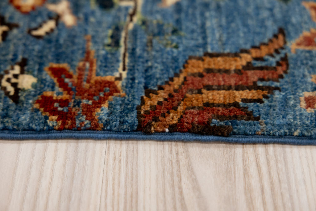 Blue Pictorial Afghan Chobi Wool Rug 199cm x 152cm