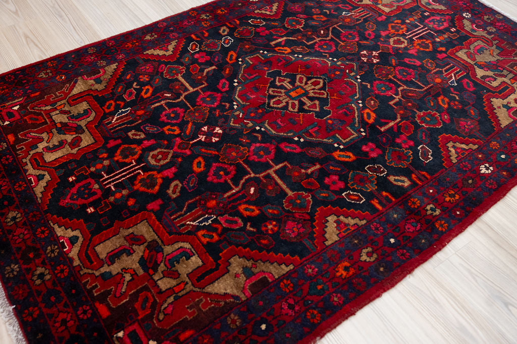 Dark Red Persian Hamadan Wool Rug 217cm x 140cm