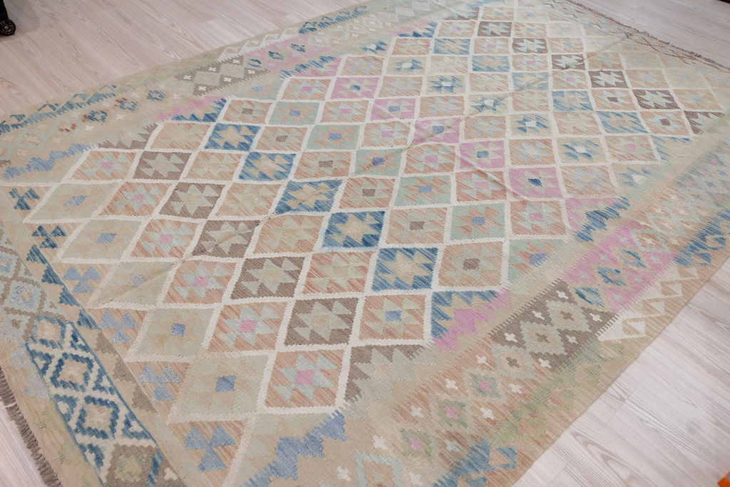 Muted Afghan Boho Wool Kilim 317cm x 207cm