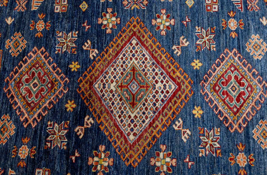 Blue Afghan Super Kazak Wool Rug 232cm x 171cm