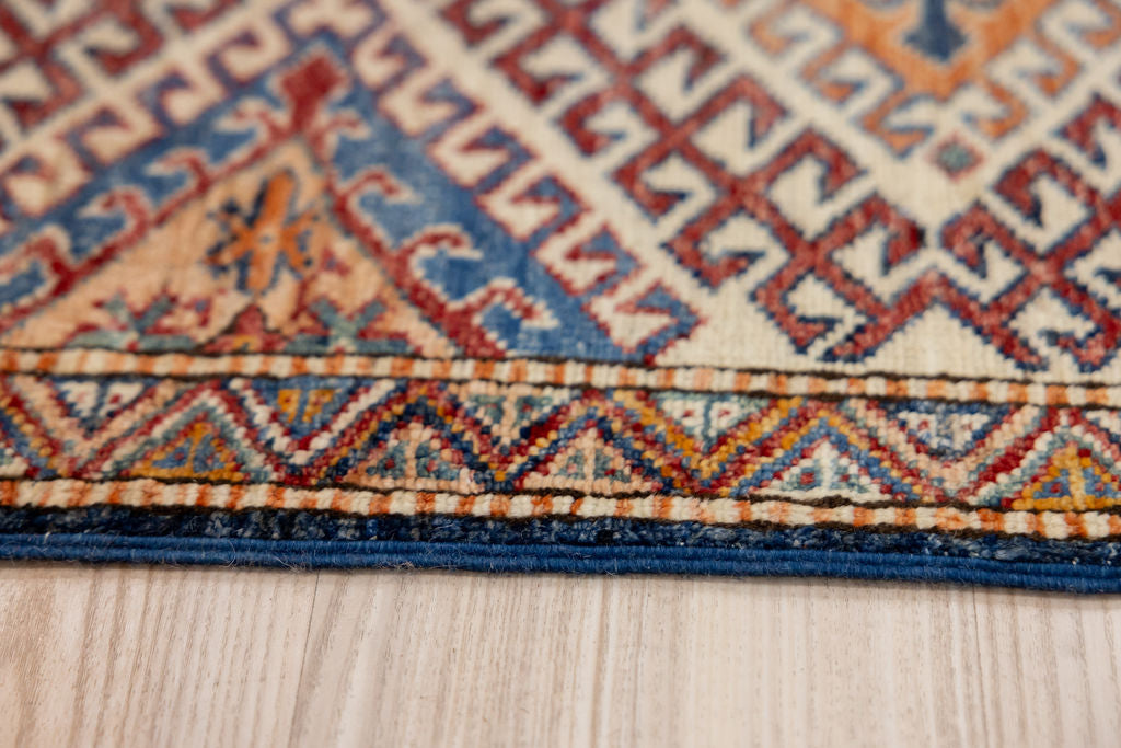 Blue Afghan Super Kazak Wool Rug 232cm x 171cm