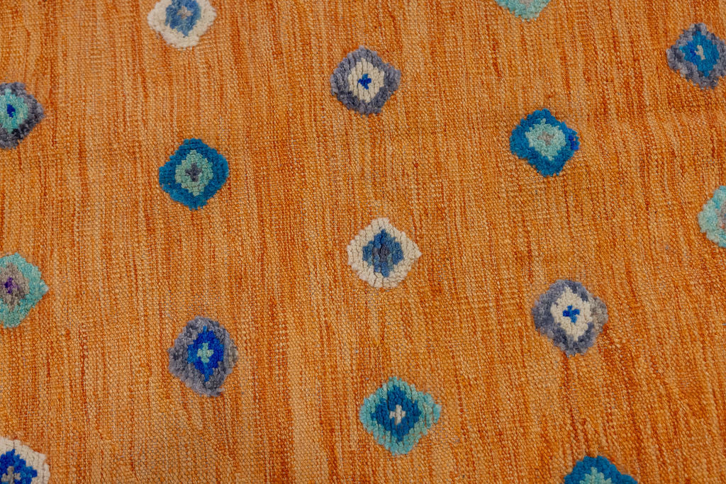 Orange Barjasta Afghan Wool Kilim 203cm x 158cm