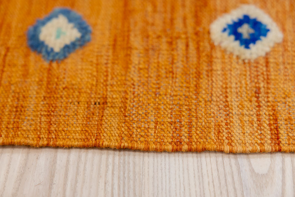 Orange Barjasta Afghan Wool Kilim 203cm x 158cm