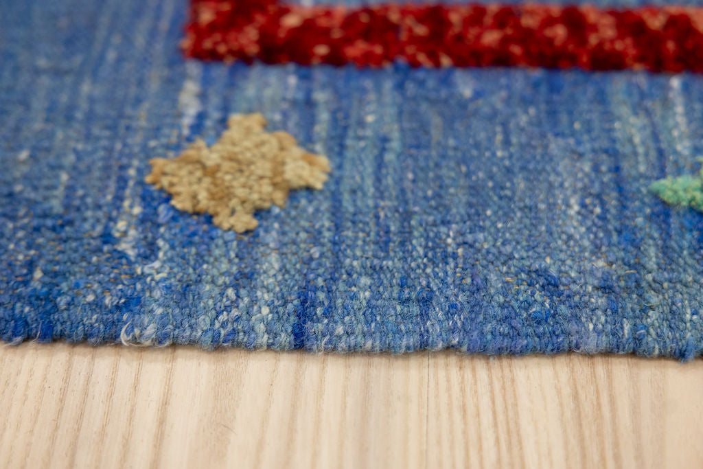 Azure Blue Barjasta Afghan Wool Kilim 291cm x 204cm