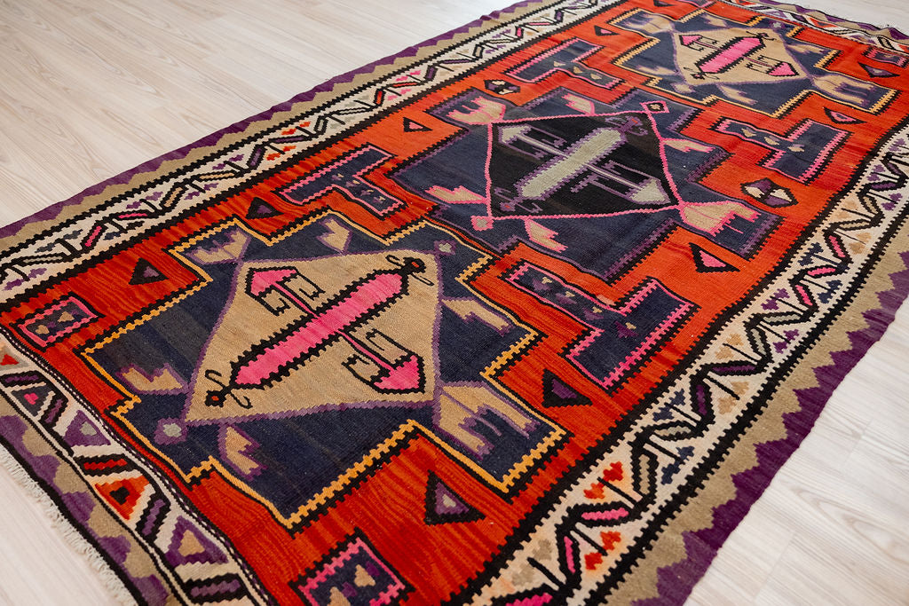 Vintage c1980's Turkish Wool Kilim 298cm x 158cm