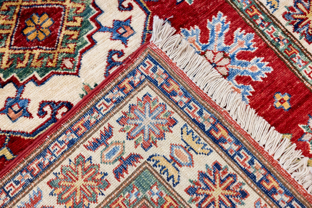 Red Afghan Super Kazak Wool Rug 167cm x 94cm