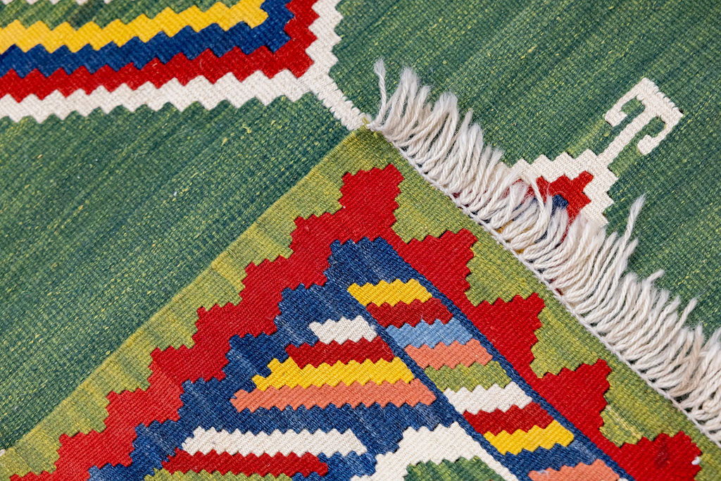 Green Persian Wool Kilim 185cm x 125cm