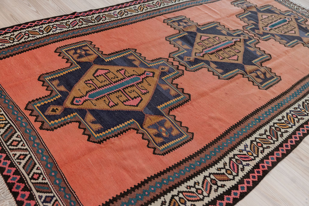Light Pink c.1970's Turkish Wool Kilim 295cm x 166cm