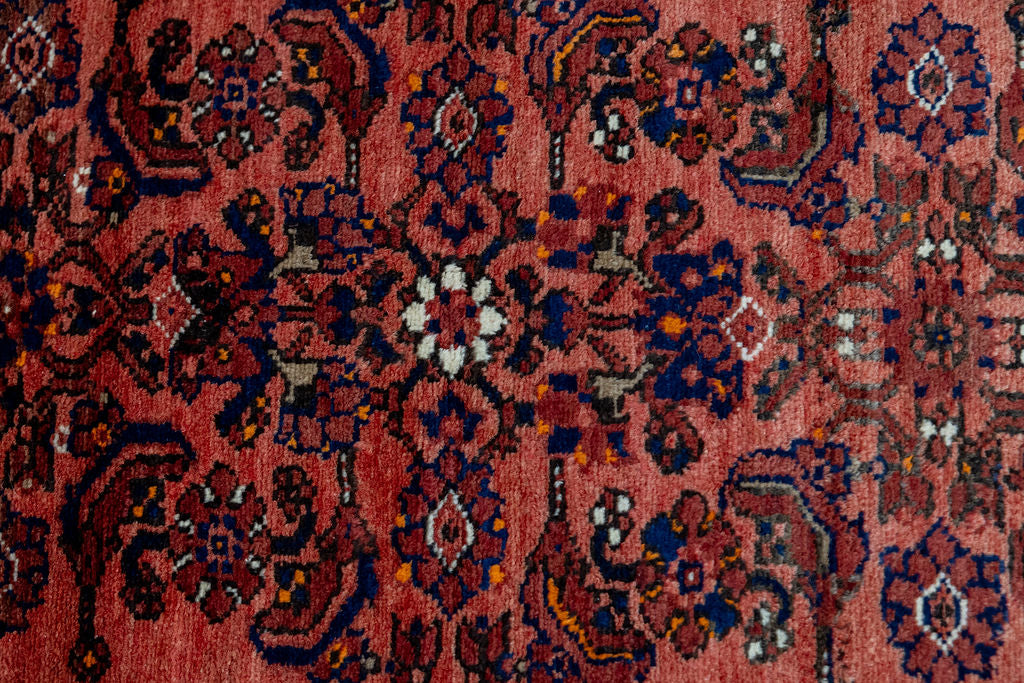 Muted Red Vintage Persian Hamadan Wool Runner 395cm x 96cm