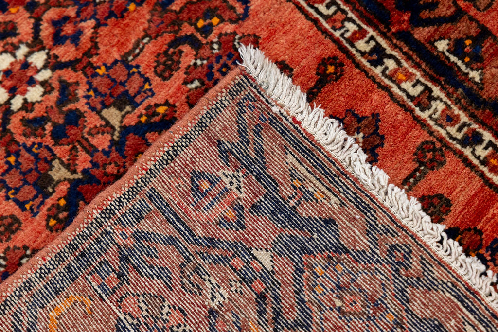 Muted Red Vintage Persian Hamadan Wool Runner 395cm x 96cm