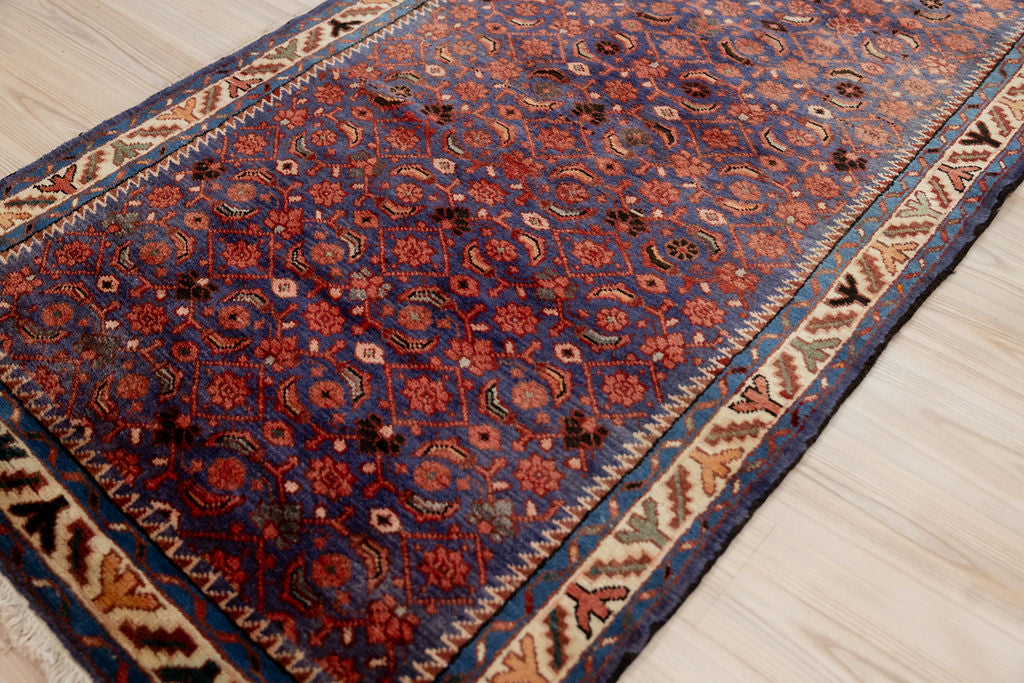 Navy Vintage Persian Hamadan Wool Runner 295cm x 110cm