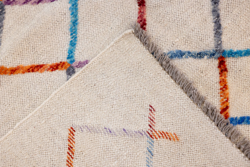 Cream Modern Afghan Wool Kilim 296cm x 189cm