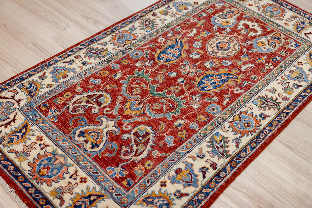 Red Afghan Chobi Wool Rug 169cm x 95cm