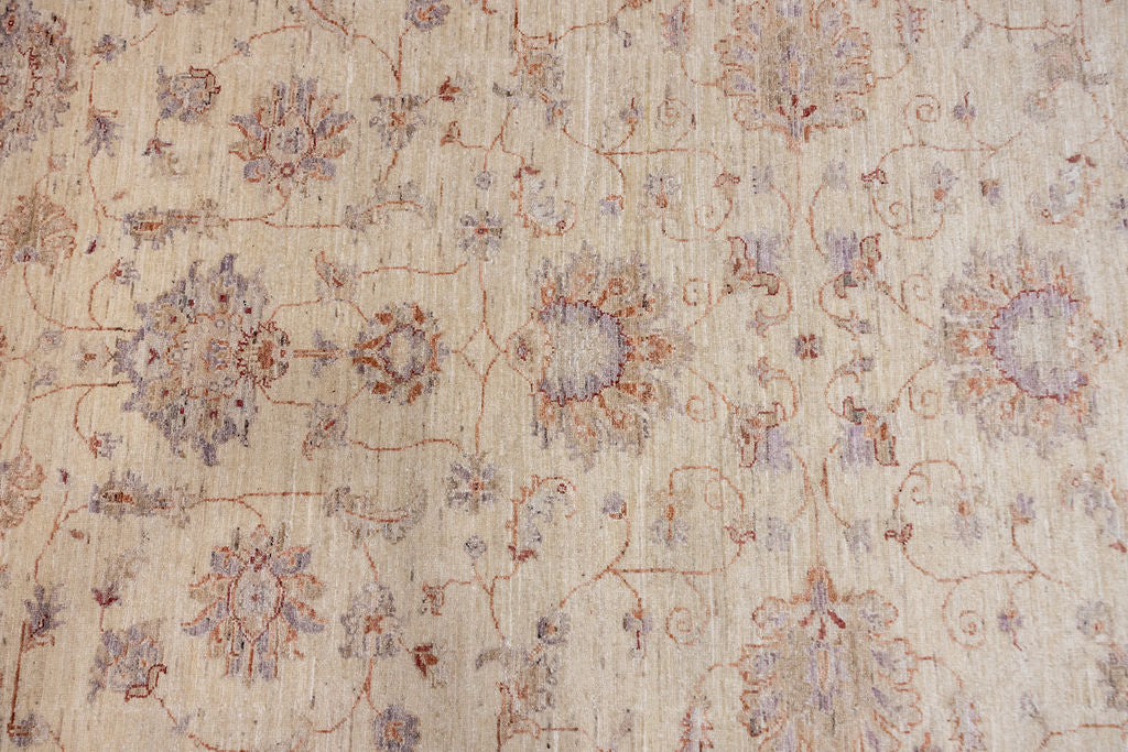 Cream Muted Afghan Chobi Wool Rug 273cm x 184cm