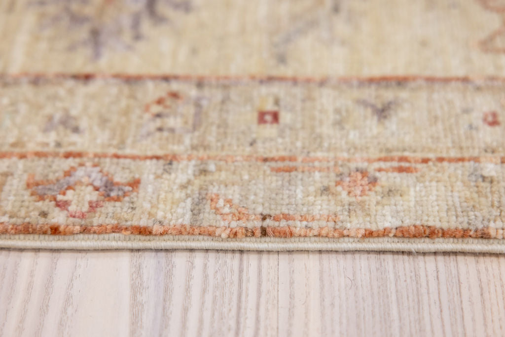 Cream Muted Afghan Chobi Wool Rug 273cm x 184cm