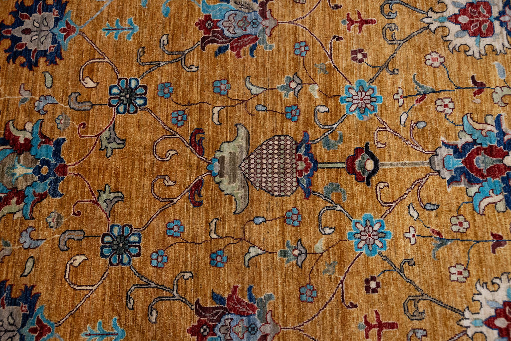 Mustard Gold Afghan Sultani Chobi Wool Rug 298cm x 240cm – Knot n' Co