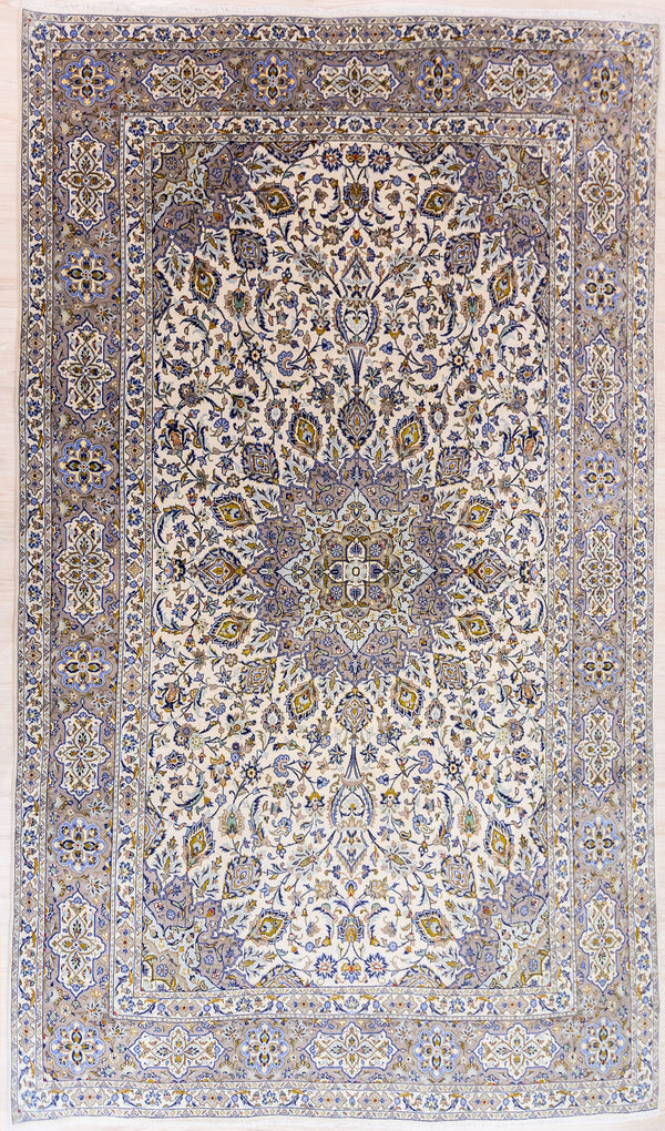 Guaranteed Original XL Cream Fine Persian Kashan Wool Rug 420cm x 300cm hand knotted in the city of Kashan, Iran
Beautiful traditional design with central medallion in pale tones and a rare very large and extra long size.
A colour mix of pale blue, rust cream, indigo and beige/white
Having a lighter and darker aspect is a trademark of Handmade Rugs
Durable and Wear Resistant
All Colours in This Piece Originate from Natural Vegetable Dyes