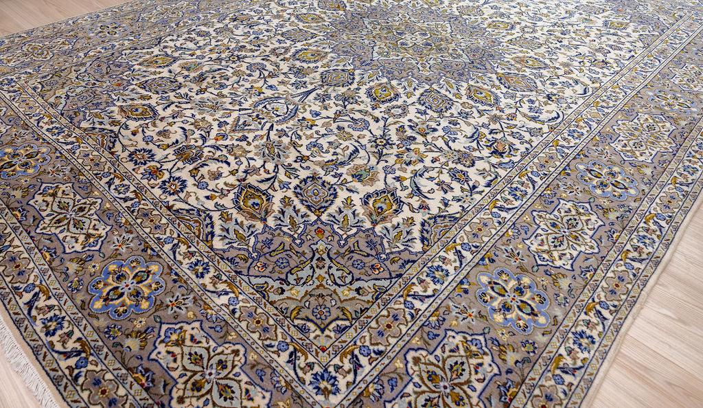XL Cream Fine Persian Kashan Wool Rug 420cm x 300cm
