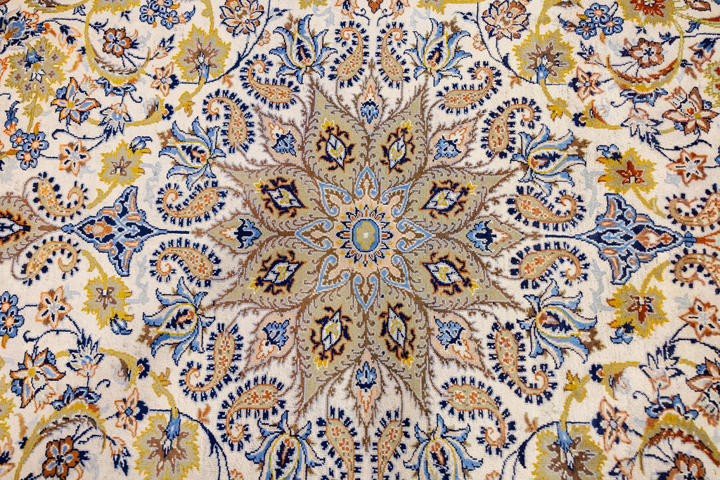 Vintage Cream Persian Kashan Wool Rug 405cm x 290cm