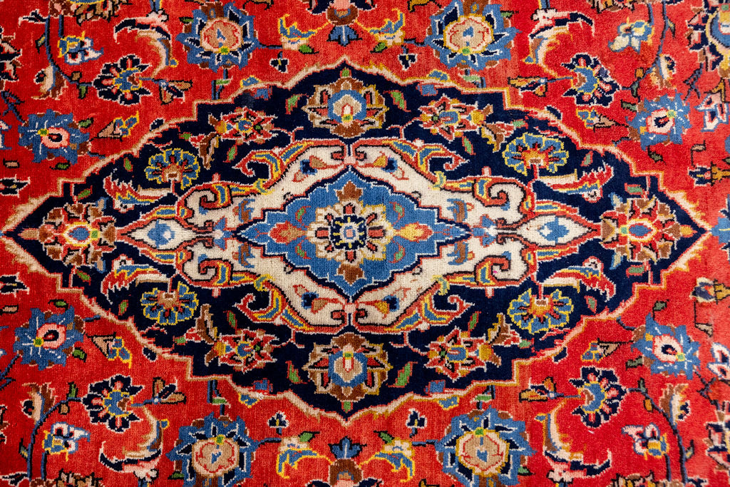 Red Persian Kashan Wool Rug 245cm x 142cm