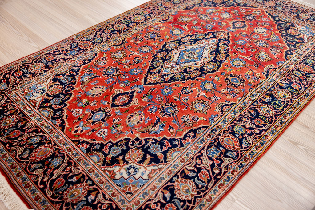 Red Persian Kashan Wool Rug 245cm x 142cm