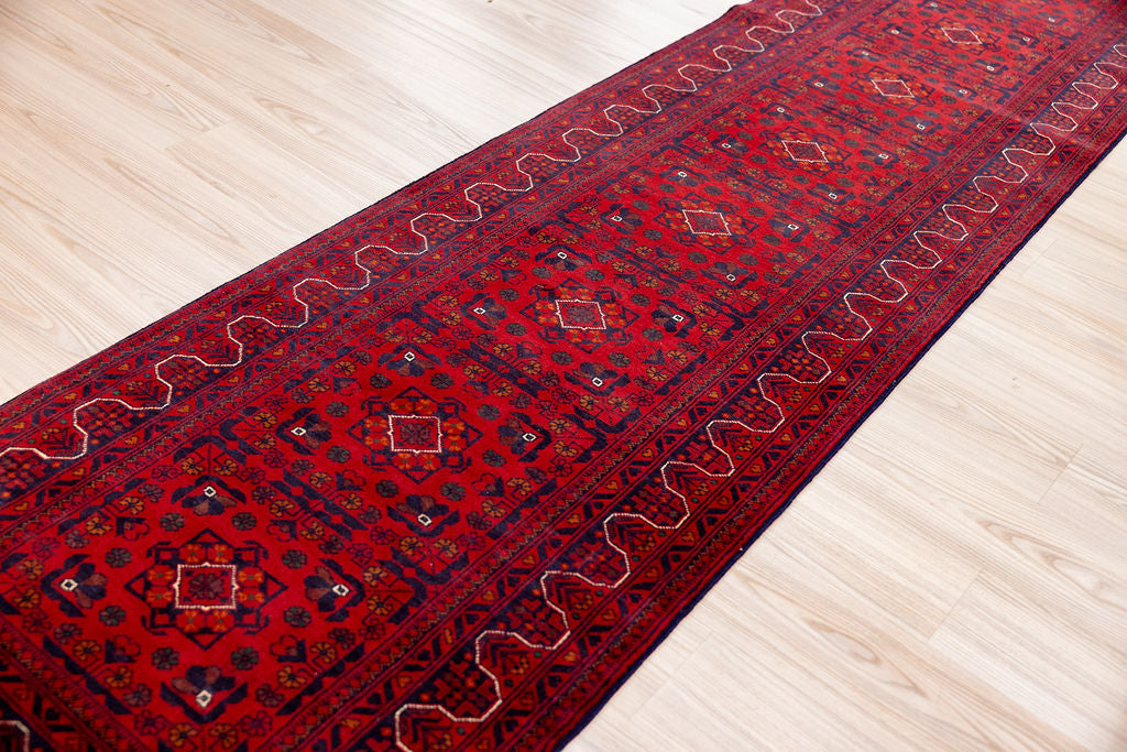 Red Fine Afghan Kundus Wool Runner 600cm x 81cm