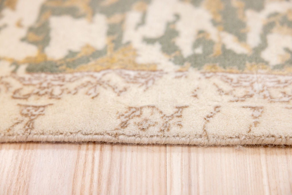 Cream Olive Contemporary Ara Silk n Wool Rug 240cm x 169cm