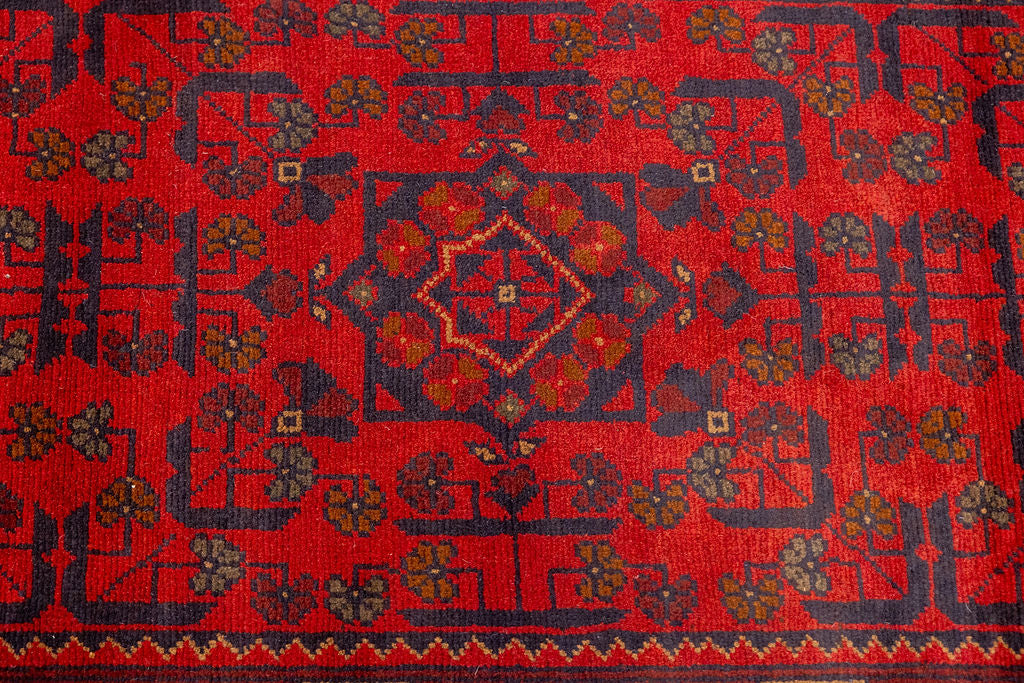 Red Afghan Khal Wool Runner 467cm x 80cm