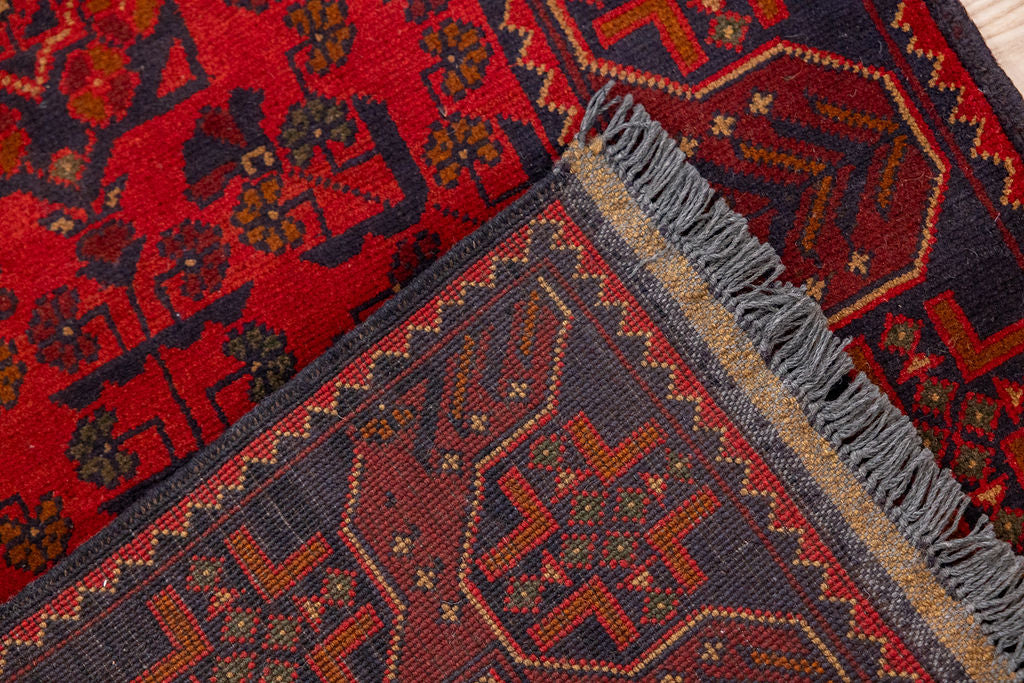 Red Afghan Khal Wool Runner 467cm x 80cm