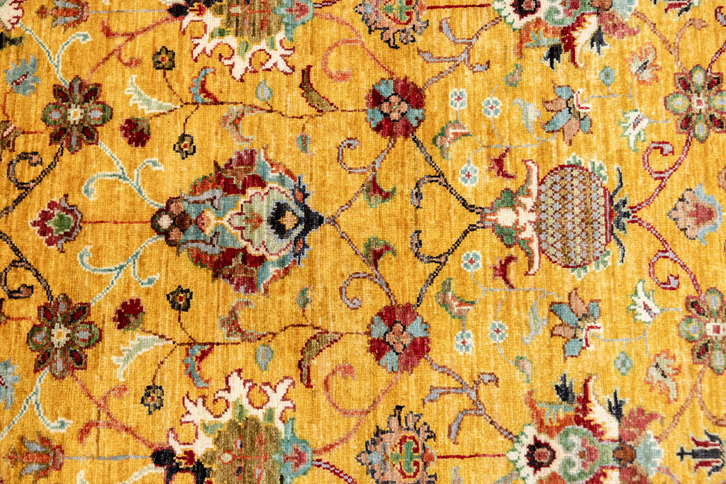 Mustard Gold Afghan Sultani Chobi Wool Rug 171cm x 124cm