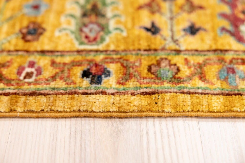 Mustard Gold Afghan Sultani Chobi Wool Rug 171cm x 124cm