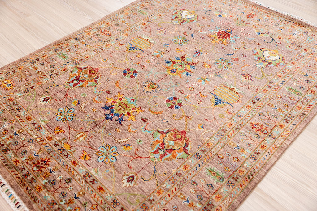 Tea Rose Afghan Sultani Chobi Wool Rug 205cm x 151cm