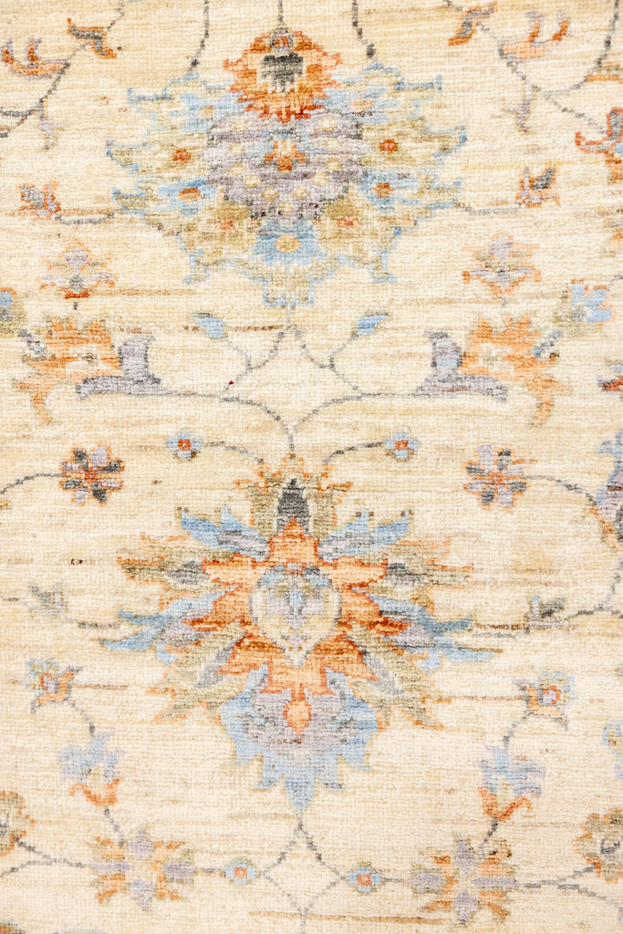 Cream Fine Afghan Chobi Wool Runner 323cm x 83cm