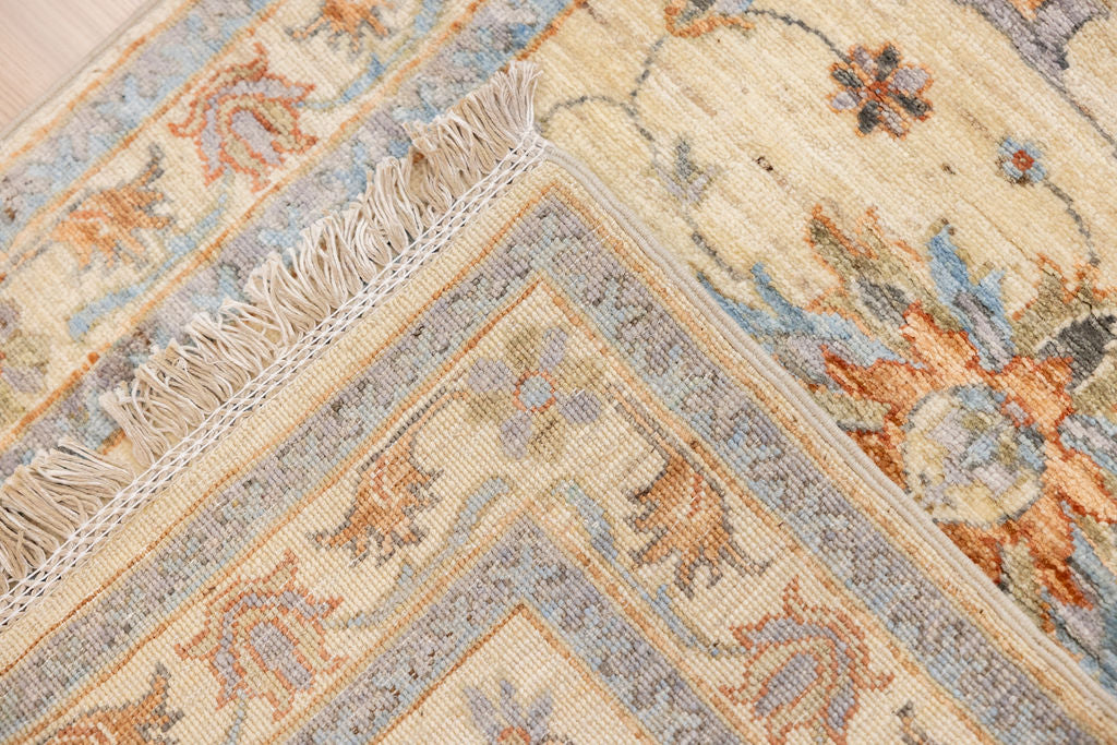 Cream Fine Afghan Chobi Wool Runner 323cm x 83cm