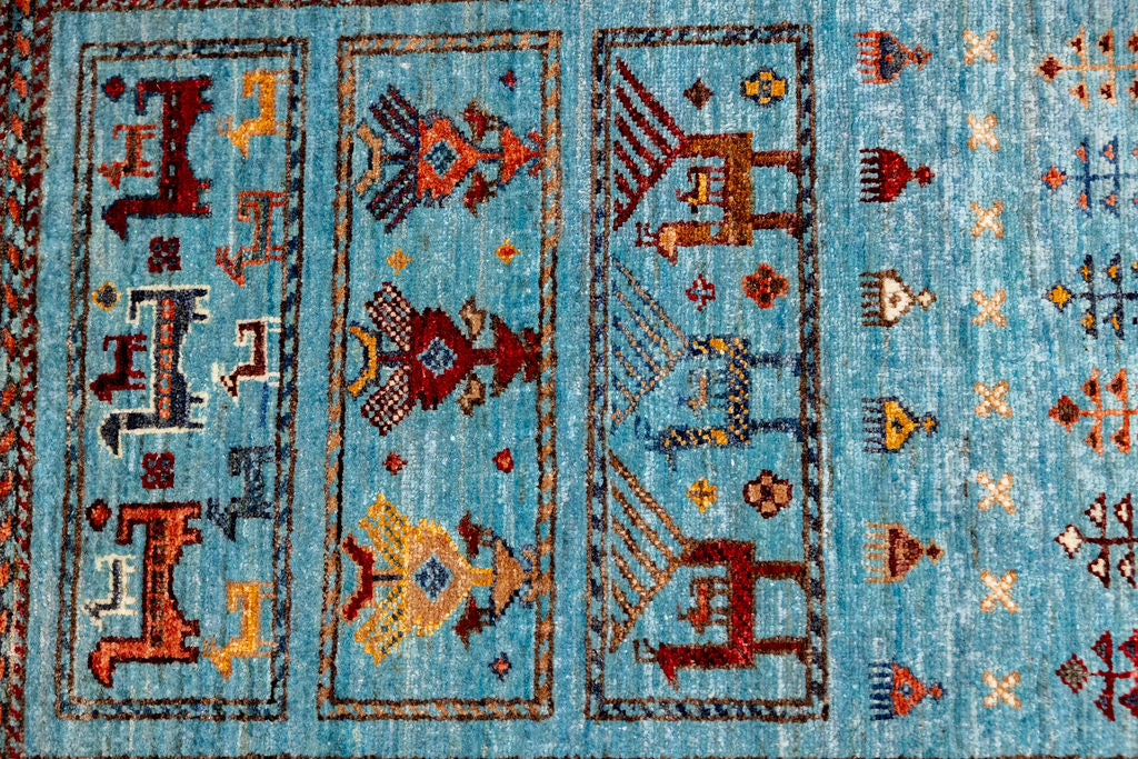 Turquoise Blue Fine Afghan Khurjin Chobi Runner 257cm x 83cm