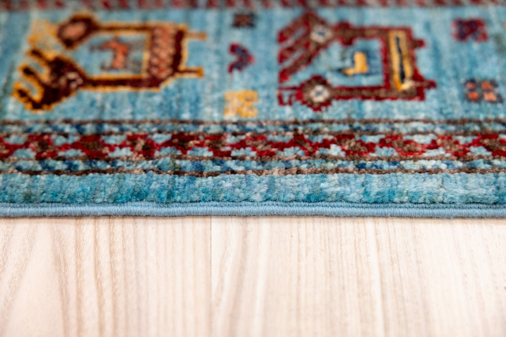 Turquoise Blue Fine Afghan Khurjin Chobi Runner 257cm x 83cm