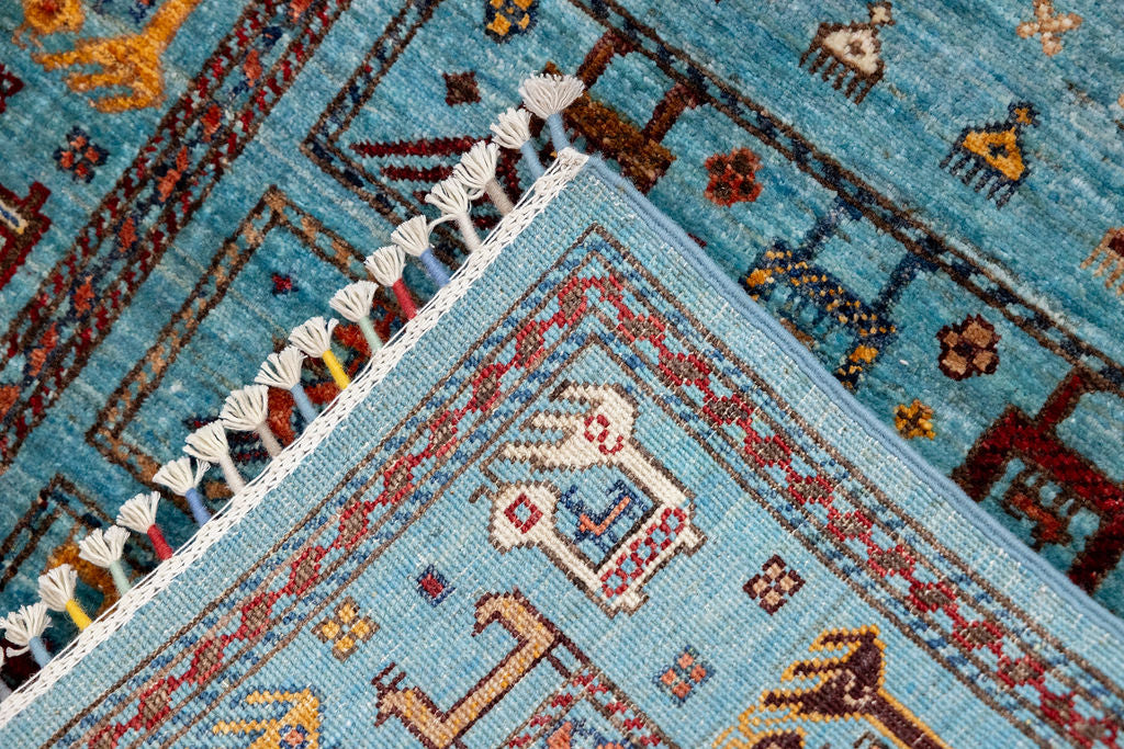 Turquoise Blue Fine Afghan Khurjin Chobi Runner 257cm x 83cm
