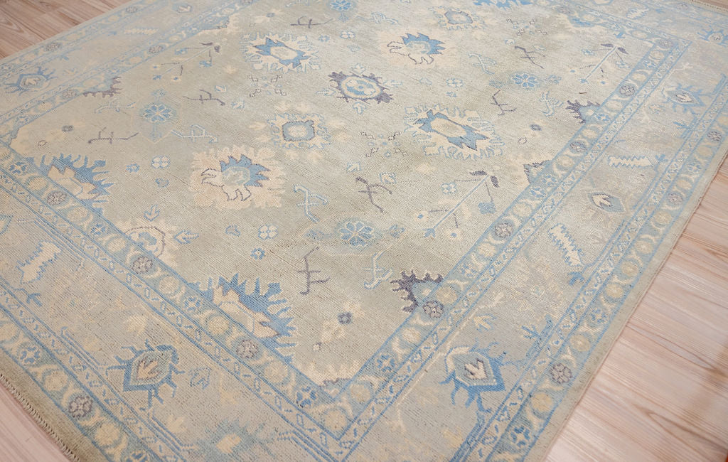 Grey Muted Afghan Oushak Chobi Wool Rug 243cm x 201cm