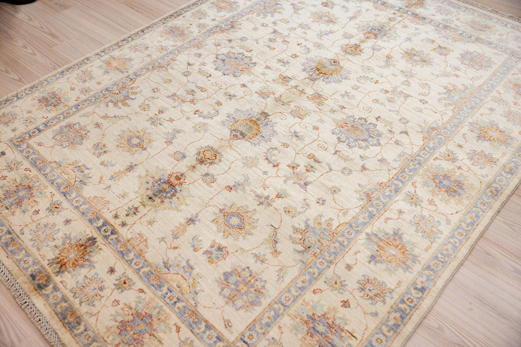 Cream Fine Afghan Chobi Wool Rug 231cm x 176cm